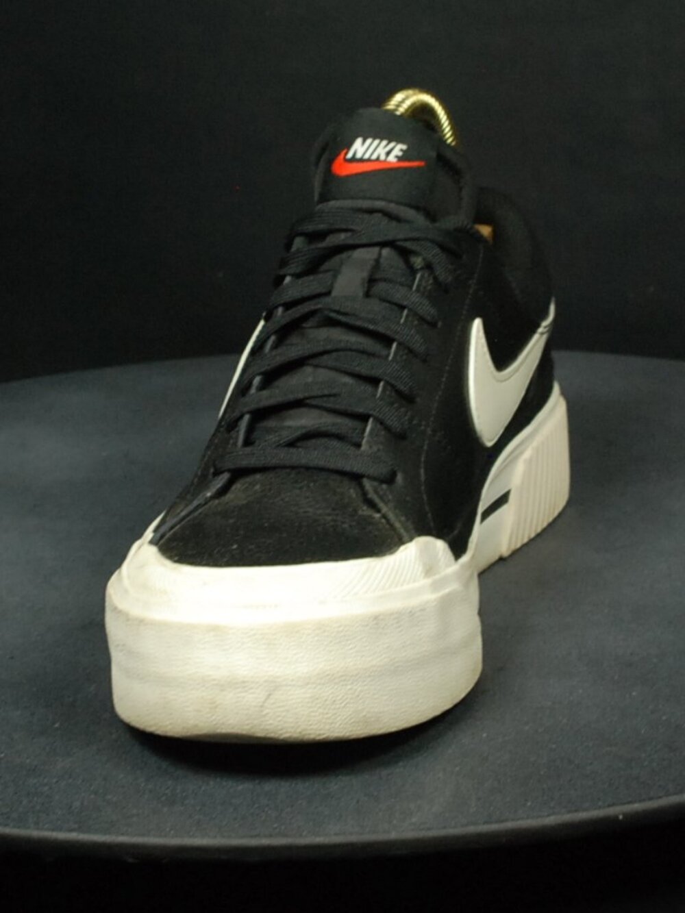 Nike Blazer Low 77 Jumbo Shoes Black Leather Sneakers DM7590-00 - Picture 5 of 9